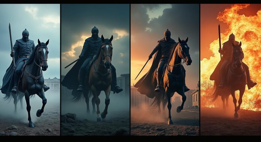 découvrez comment les 4 cavaliers de l'apocalypse symbolisent et reflètent les crises majeures de notre époque dans une analyse captivante des enjeux contemporains.